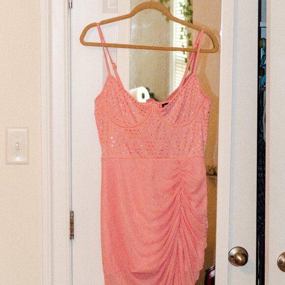 Pink Asymmetrical Maxi Dress by PRETTYLITTLETHING - Picture 2 of 6